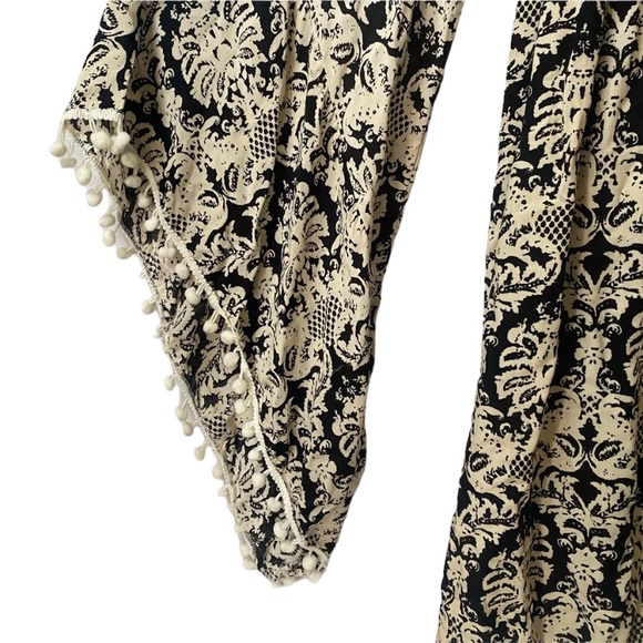 Velzera Black Damask Bell-Sleeve Bohemian Pattern Midi Dress Women’s Size L - Picture 12 of 16